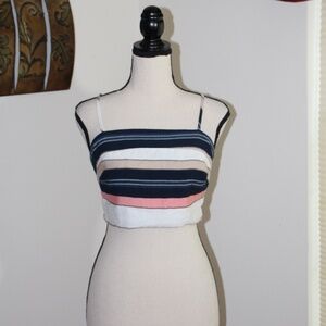 Inthebeginning, Striped Tie Back Crop Top